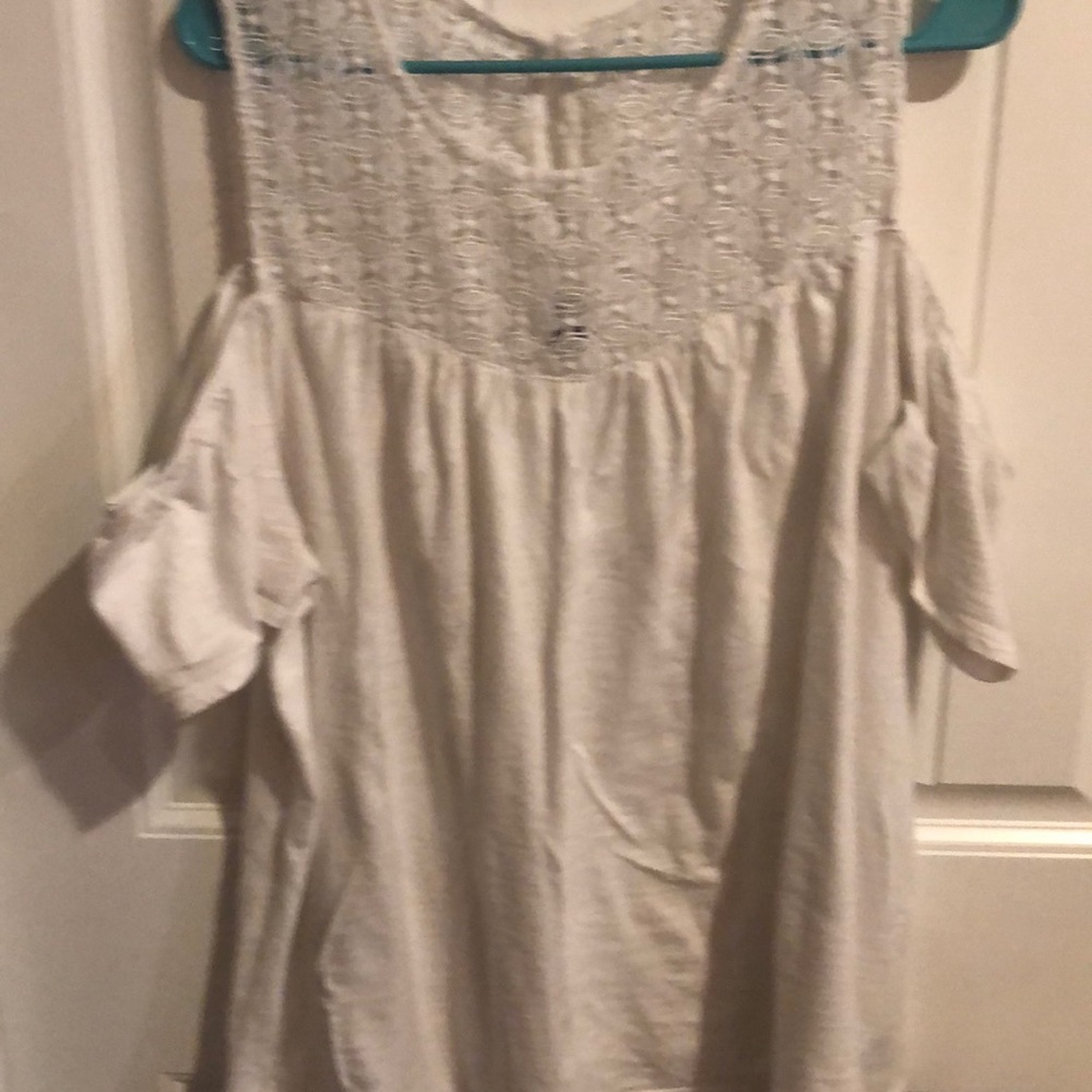 White cold shoulder top